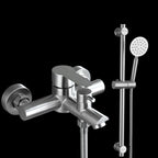 Wall-Mounted Stainless Steel Bathtub Filler with Handheld Shower Chrome Finish Single Lever Control