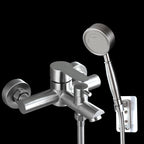 Wall-Mounted Stainless Steel Bathtub Filler with Handheld Shower Chrome Finish Single Lever Control