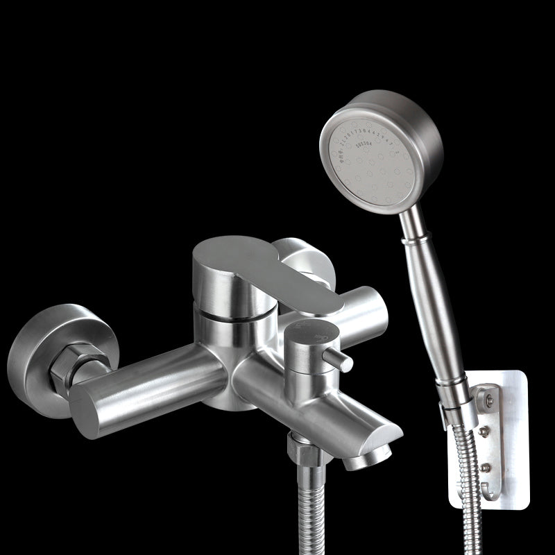 Wall-Mounted Stainless Steel Bathtub Filler with Handheld Shower Chrome Finish Single Lever Control