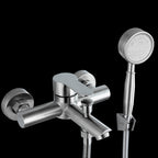 Wall-Mounted Stainless Steel Bathtub Filler with Handheld Shower Chrome Finish Single Lever Control