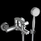 Wall-Mounted Stainless Steel Bathtub Filler with Handheld Shower Chrome Finish Single Lever Control