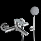 Wall-Mounted Stainless Steel Bathtub Filler with Handheld Shower Chrome Finish Single Lever Control