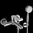 Wall-Mounted Stainless Steel Bathtub Filler with Handheld Shower Chrome Finish Single Lever Control