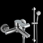 Wall-Mounted Stainless Steel Bathtub Filler with Handheld Shower Chrome Finish Single Lever Control