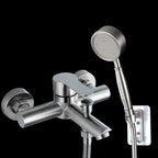 Wall-Mounted Stainless Steel Bathtub Filler with Handheld Shower Chrome Finish Single Lever Control