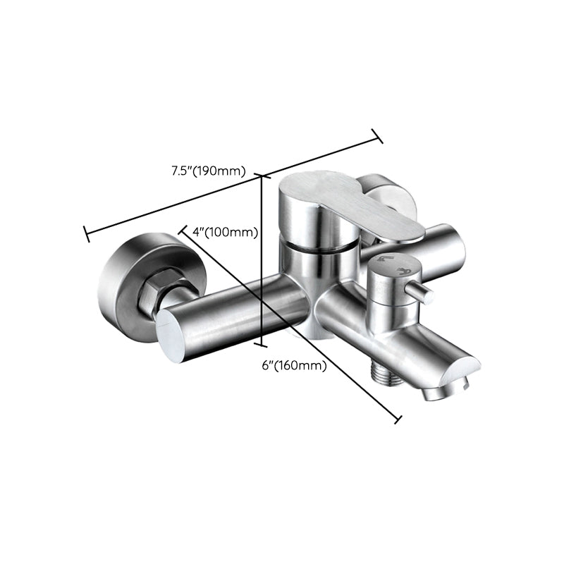 Wall-Mounted Stainless Steel Bathtub Filler with Handheld Shower Chrome Finish Single Lever Control