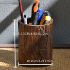 Handmade Wooden Pen Holder Natural Solid Wood Desk Organizer Rustic Office Accessory
