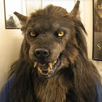 FurryMask Realistic Werewolf Mask with Artificial Fur Halloween Costume Headgear