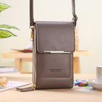 Anti-Theft Leather Crossbody Bag with RFID Protection and Touchscreen Phone Compartment Compact Shoulder Bag for Women