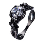 Vintage Black Sapphire Ring Copper Gold Plated Unisex Artificial Stone Round Band