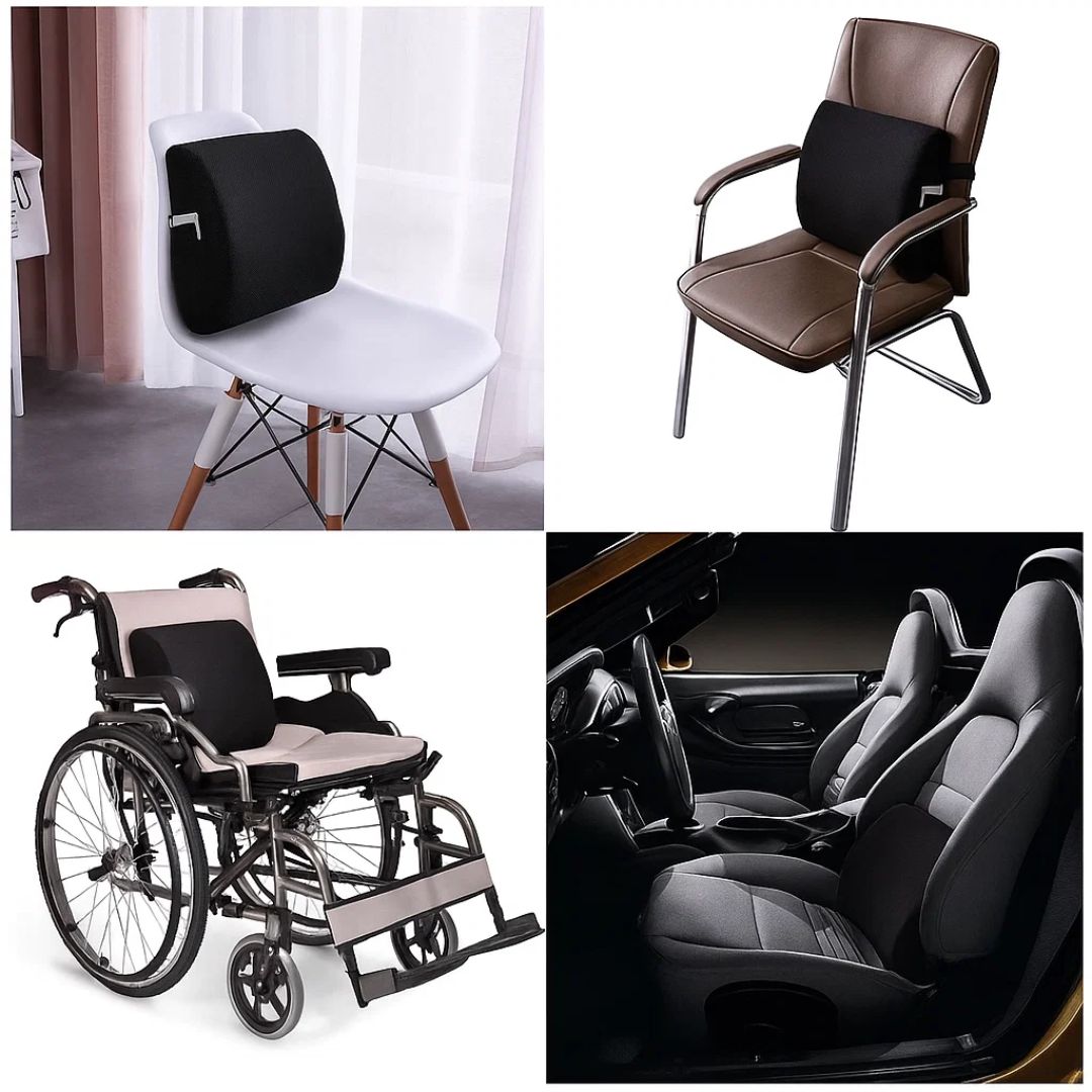 DriveEase Car Lumbar Support Cushion Memory Foam Breathable Mesh Ergonomic Back Pain Relief for Commute and Long Drives