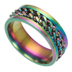 Titanium Steel Swiveling Chain Ring Bottle Opener Stress Relief Fidget Ring Durable Unisex Gift