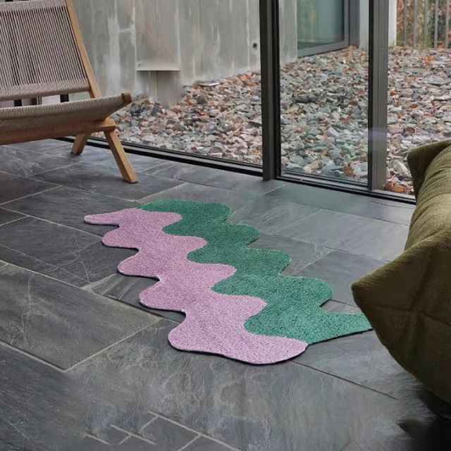 Abstract Color Block Cotton-Polyester Rug 45x120cm Machine Washable Stain Resistant Contemporary Design