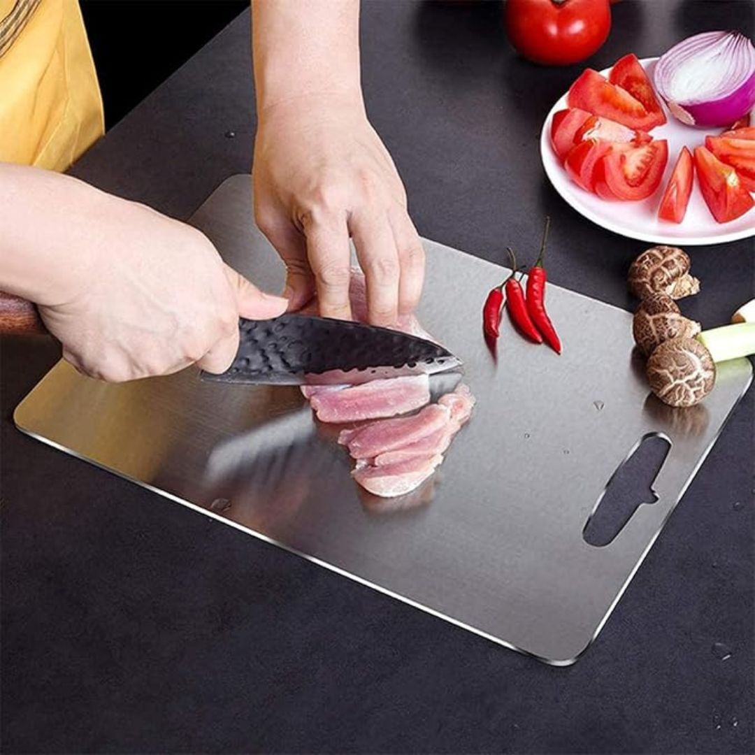 TitanPro Stainless Steel Cutting Board Durable Rust-Proof Antibacterial Kitchen Chopping Block