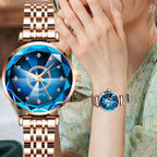 Ladies Waterproof Quartz Watch Stainless Steel Strap Starry Diamond Dial 26mm