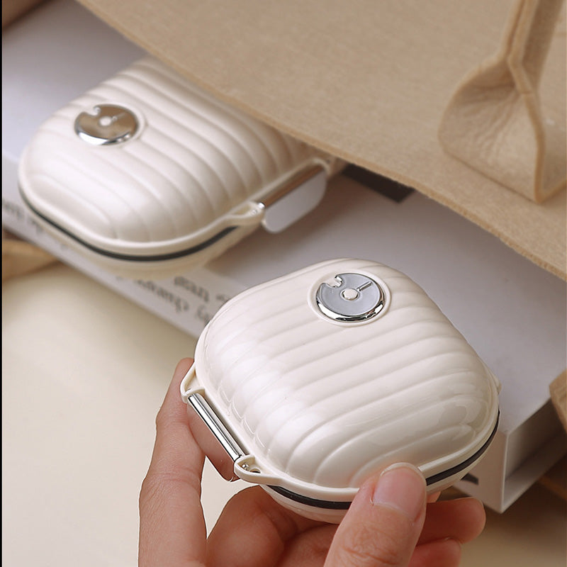 Portable Daily Pill Organizer 7-Section Water-Resistant Compact White PET Silicone Pill Box