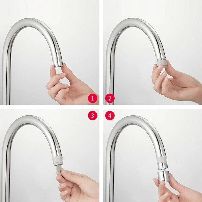 Rotating Faucet Spray Head Stainless Steel Dual Mode Water Saving Kitchen Sink Accessory