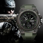 Men's Waterproof Dual-Display Sport Watch with Luminous Dial and Resin Strap