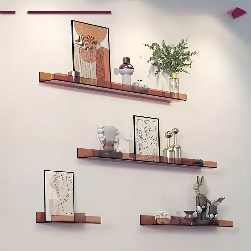 ShelfEase Industrial Floating Wall Shelf Blue MDF Metal Supports Easy Install