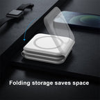 Foldable 3-in-1 Wireless Charger 15W Fast Charging for Phone AirPods Apple Watch Black White
