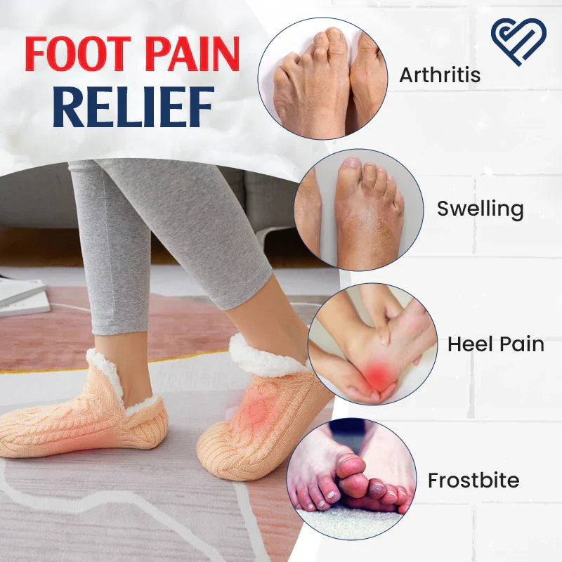 Fleece-Lined Thermal Slipper Socks Non-Slip Grips Warm Cozy Indoor Socks Acrylic Polyester