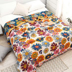 Reversible Cotton Quilt Lightweight Summer Blanket Jacquard Design Full Queen Sizes