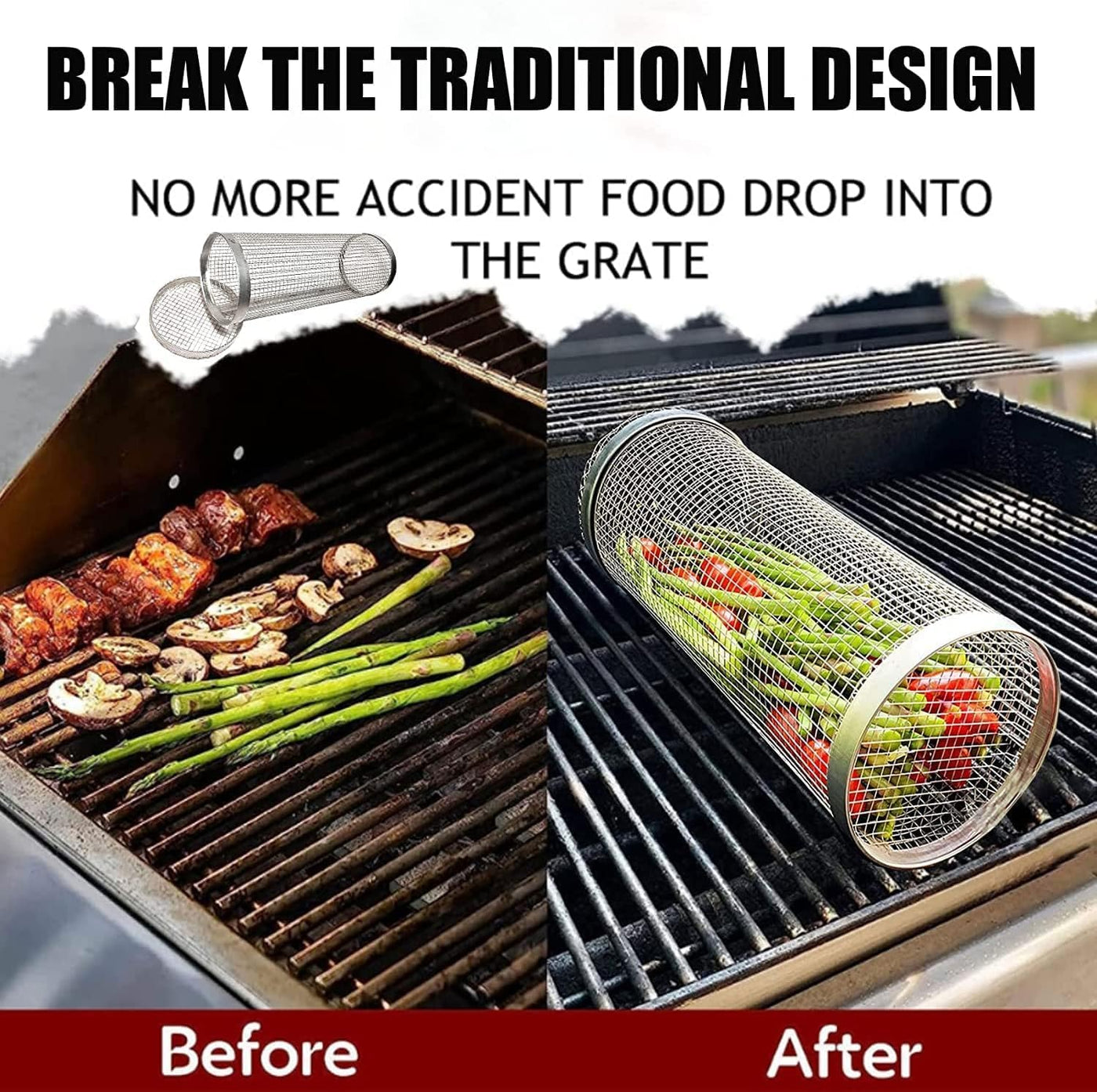 FlameGuard Pro Stainless Steel Grill Basket Double Pack Non-Slip Even Heat Distribution