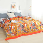 Reversible Organic Cotton Quilt with Toucan Bird Pattern Tropical Design Queen King