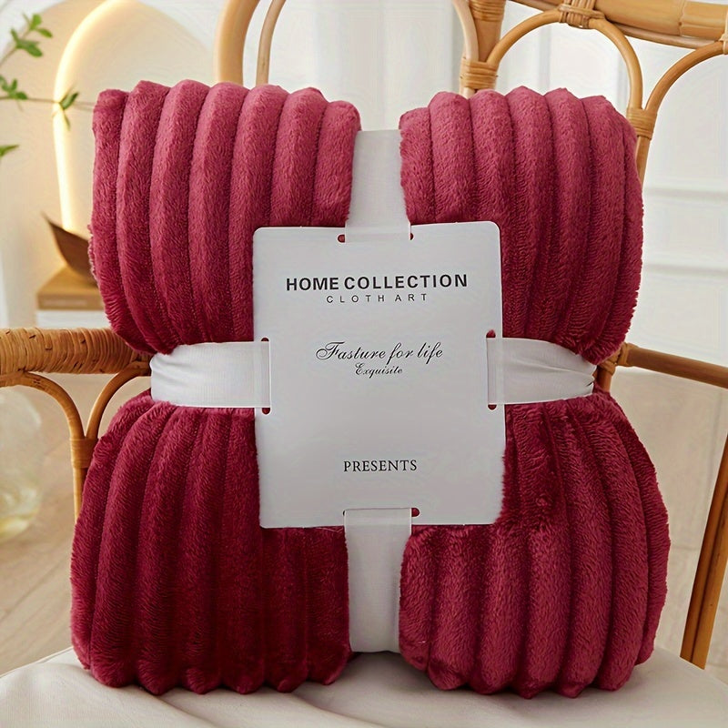 Ultra-Soft Flannel Blanket Polyester Cozy Warm Lightweight Throw for Sofa Bed