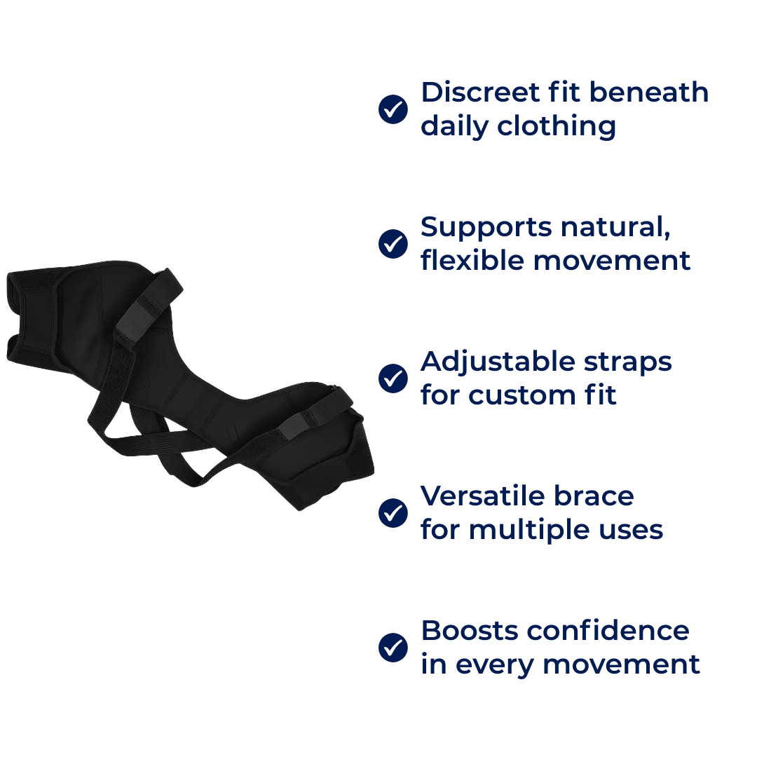 AlignR Shoulder Support Brace Cross-Compression Stability Breathable Mesh Comfort Relieves Shoulder Pain Improves Posture
