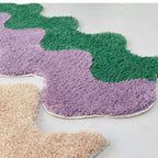 Abstract Color Block Cotton-Polyester Rug 45x120cm Machine Washable Stain Resistant Contemporary Design