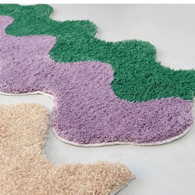 Abstract Color Block Cotton-Polyester Rug 45x120cm Machine Washable Stain Resistant Contemporary Design