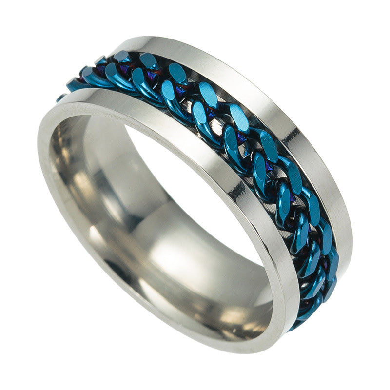 Titanium Steel Swiveling Chain Ring Bottle Opener Stress Relief Fidget Ring Durable Unisex Gift