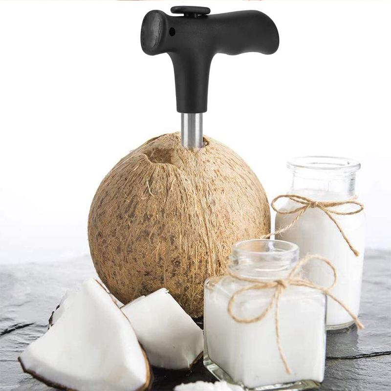 Stainless Steel Coconut Opener Tool with Ergonomic Grip and Large Hole Design for Easy Juice Access