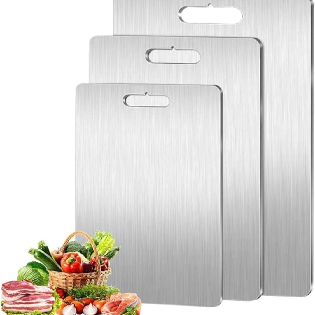 TitanPro Stainless Steel Cutting Board Durable Rust-Proof Antibacterial Kitchen Chopping Block