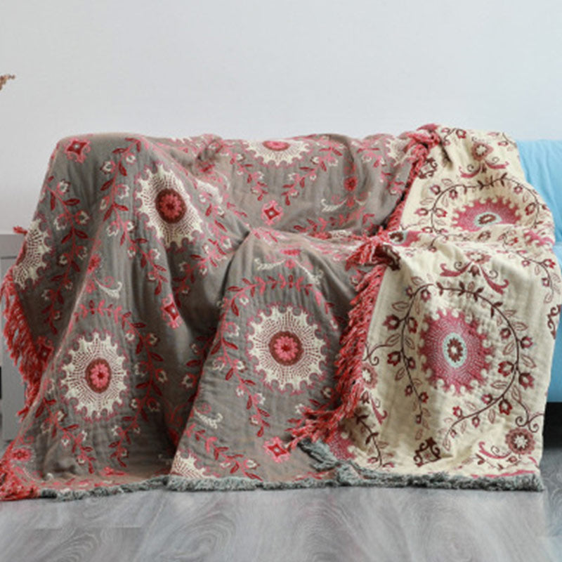 Reversible Cotton Sofa Cover Blanket Soft Durable Couch Throw Machine Washable Multiple Sizes