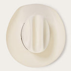 Straw Cowboy Hat Cattleman Crown Ventilated Leather Hatband Silver Gold Accents 4 1/4" Brim 4 1/8" Crown
