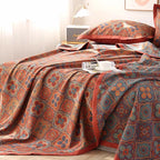 Reversible Cotton Quilt with Petal Flower Pattern Summer Blanket Bedding Full Queen King