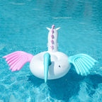Inflatable Unicorn Pool Float Toy Durable PVC Kids Swim Seat with Stable Wings