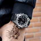 Men's Waterproof Dual-Display Sport Watch with Luminous Dial and Resin Strap