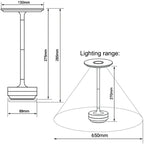 Cordless Aluminum Table Lamp Rechargeable Waterproof Dimmable Touch Sensor Desk Light 11 Inch
