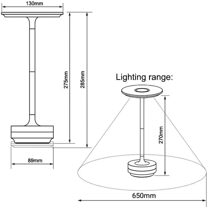 Cordless Aluminum Table Lamp Rechargeable Waterproof Dimmable Touch Sensor Desk Light 11 Inch