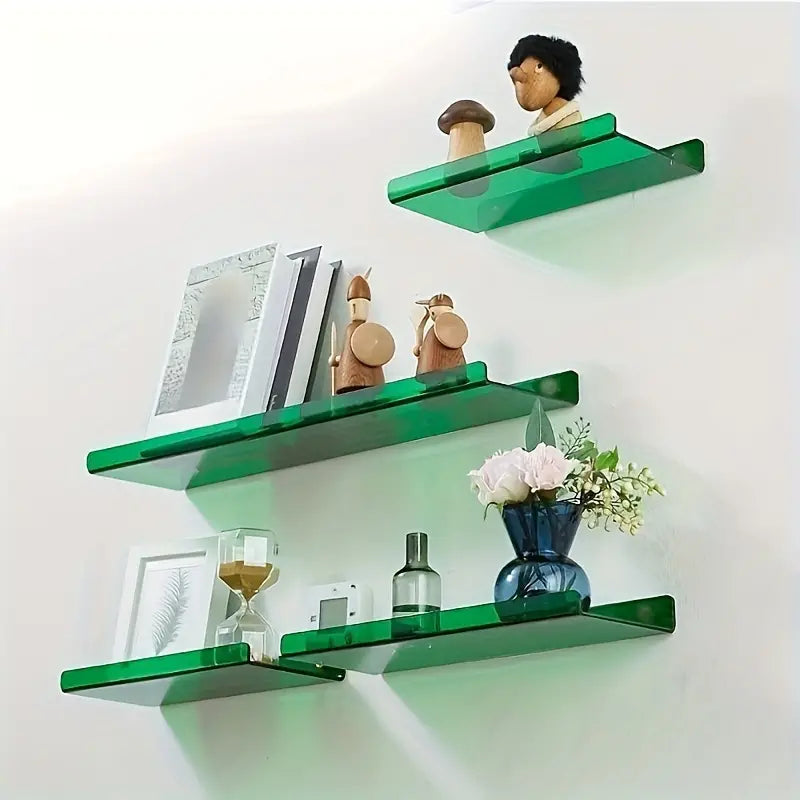 Harrow Floating Wall Shelf Industrial Style Blue MDF Shower Storage Shelf with Metal Fittings