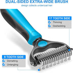 Double-Sided Pet Grooming Brush Stainless Steel Pins Pain-Free Detangling for Dogs Cats Rabbits