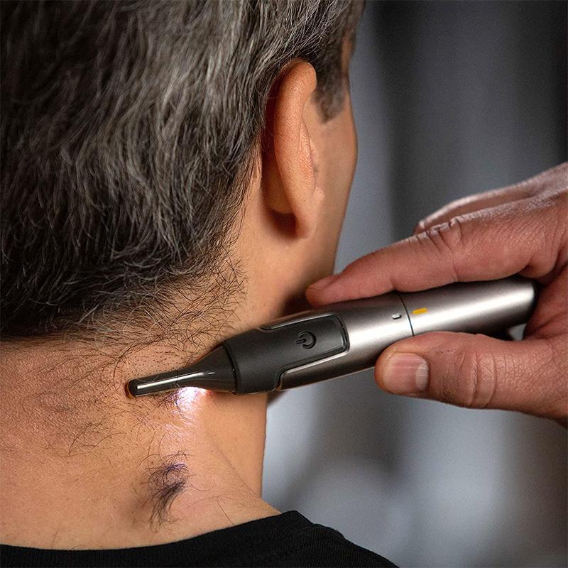 Precision Nose and Ear Hair Trimmer with Titanium Blades and LED Light, Ultra-Thin Cutting Head