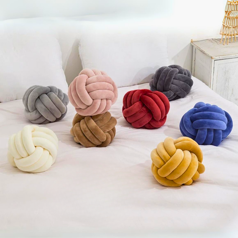 Harrow Scandinavian Velvet Knot Cushion Pillow 11 Inch Plush Cotton Filling
