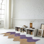 Abstract Color Block Cotton-Polyester Rug 45x120cm Machine Washable Stain Resistant Contemporary Design
