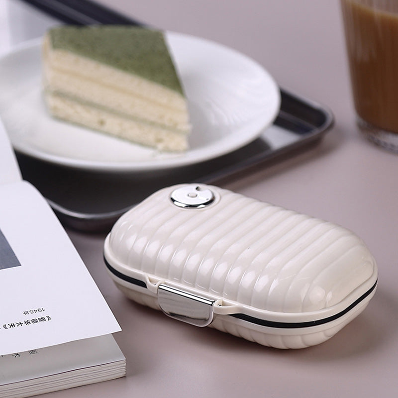 Portable Daily Pill Organizer 7-Section Water-Resistant Compact White PET Silicone Pill Box