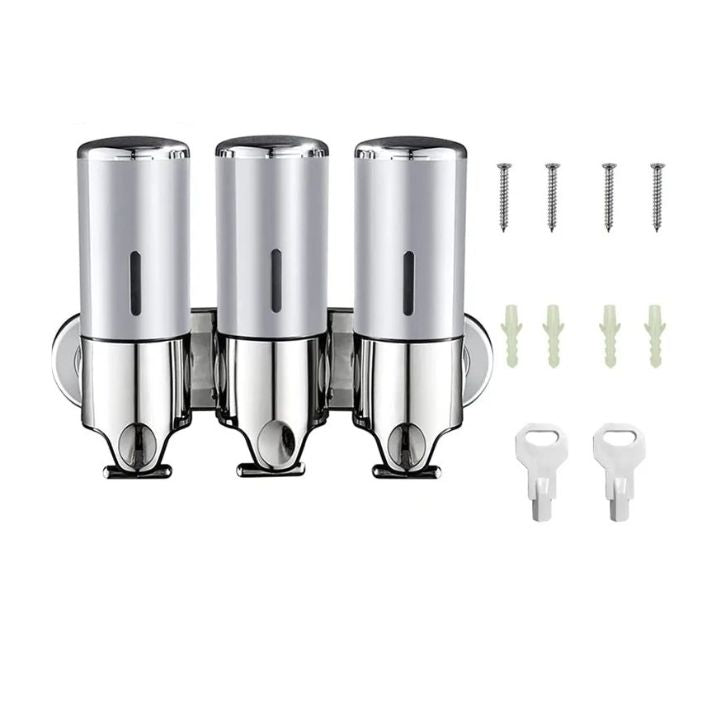 Wall Mounted Soap Dispenser Stainless Steel ABS 16.9 fl oz Push Pump Bathroom Organizer Set of 1-3