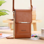 Anti-Theft Leather Crossbody Bag with RFID Protection and Touchscreen Phone Compartment Compact Shoulder Bag for Women